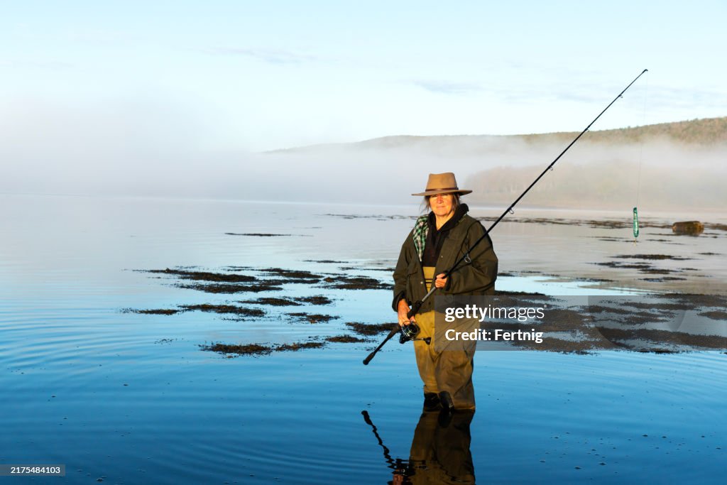A mature female sea angler in early morning light
