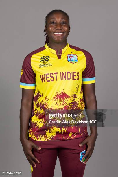 Stafanie Taylor of West Indies poses for a portrait prior to the ICC Women's T20 World Cup 2024 on September 28, 2024 in Dubai, United Arab Emirates.