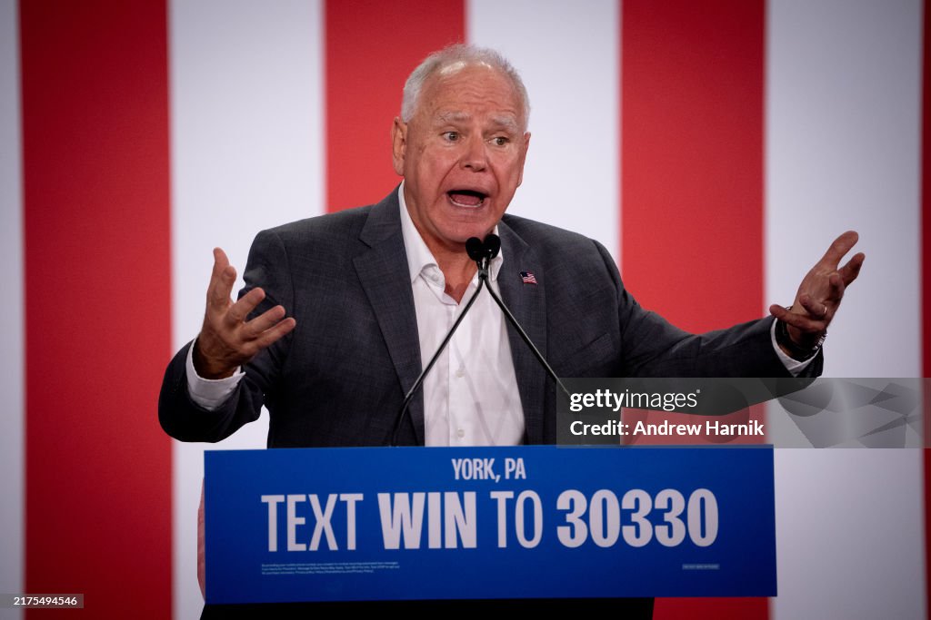 Democratic Vice Presidential Nominee Gov. Tim Walz Campaigns In Pennsylvania
