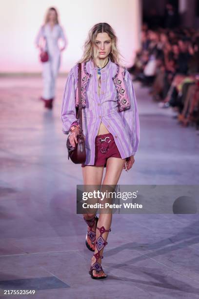 Model walks the runway during the Isabel Marant Paris Womenswear Spring-Summer 2025 show as part of Paris Fashion Week on September 29, 2024 in...