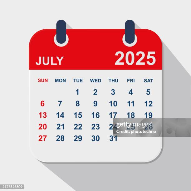 stockillustraties, clipart, cartoons en iconen met july 2025 calendar. calendar planner design template. week starts on sunday. business vector illustration. - maandelijkse gebeurtenis