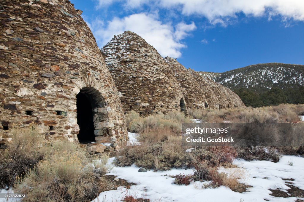 A row of old-fashioned kilns in California