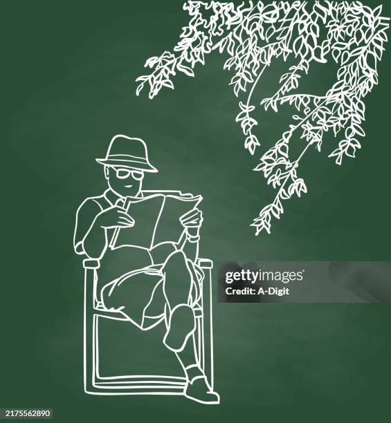 restingandreadingretireechalkboard - shade stock illustrations