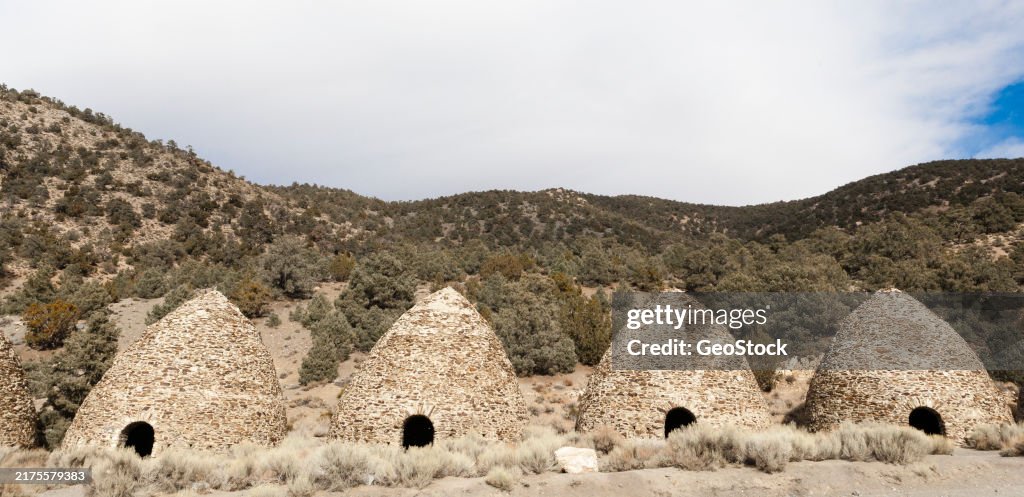 Historic beehive-shaped charcoal kilns in Death Valley