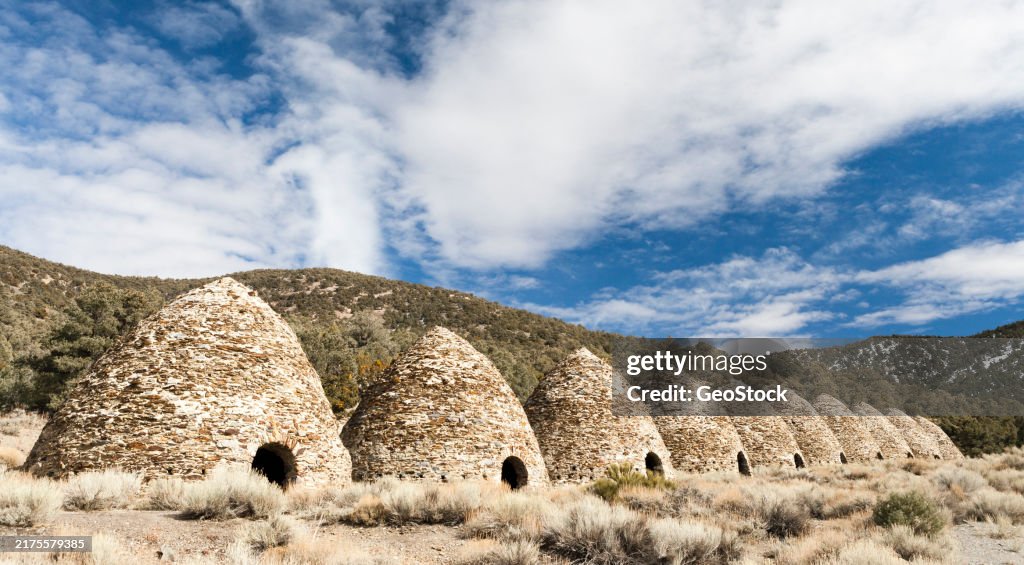Historic beehive-shaped charcoal kilns in Death Valley