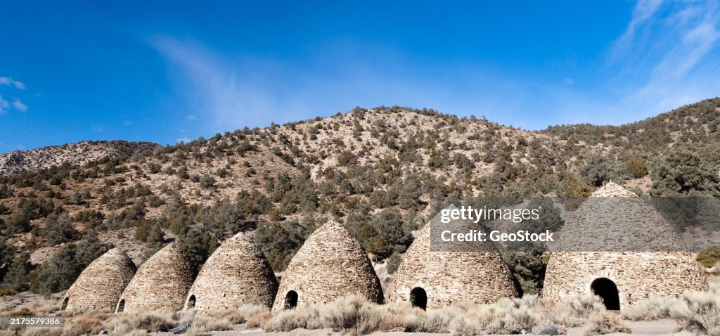 Historic beehive-shaped charcoal kilns in Death Valley