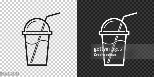 cup with straw. icon for design on blank background - milkshake stock illustrations