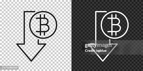 Bitcoin decrease. Icon for design on blank background Bitcoin decrease. Icon for design on blank background