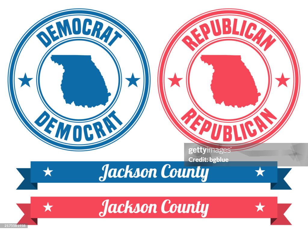 Jackson County, Colorado. Map on rubber stamp with banner