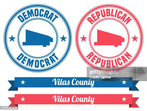 vilas county, wisconsin. map on rubber stamp with banner - eagle river wisconsin stock illustrations