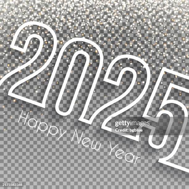 happy new year 2025 design with gold glitter - blank background - gold-glitter-transparent-background stock illustrations