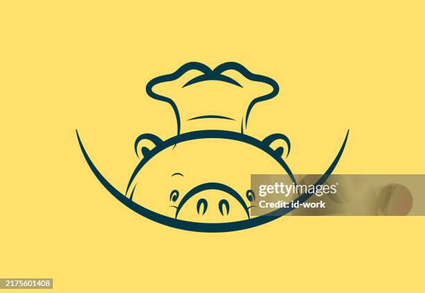 pig chef icon - chef logo stock illustrations