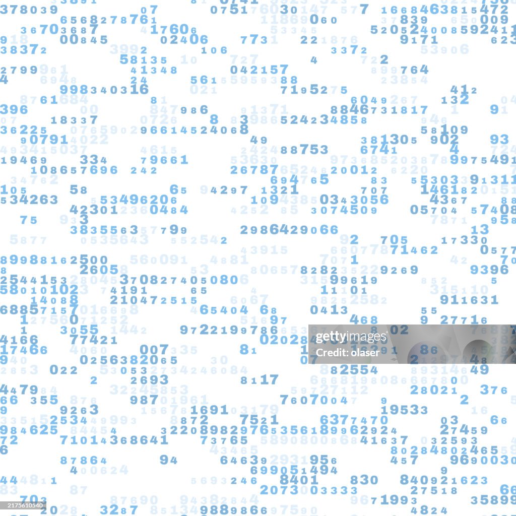 Blue Matrix Numbers Seamless Pattern Of Blue Matrixstyle Numbers On White High-Res Vector ...