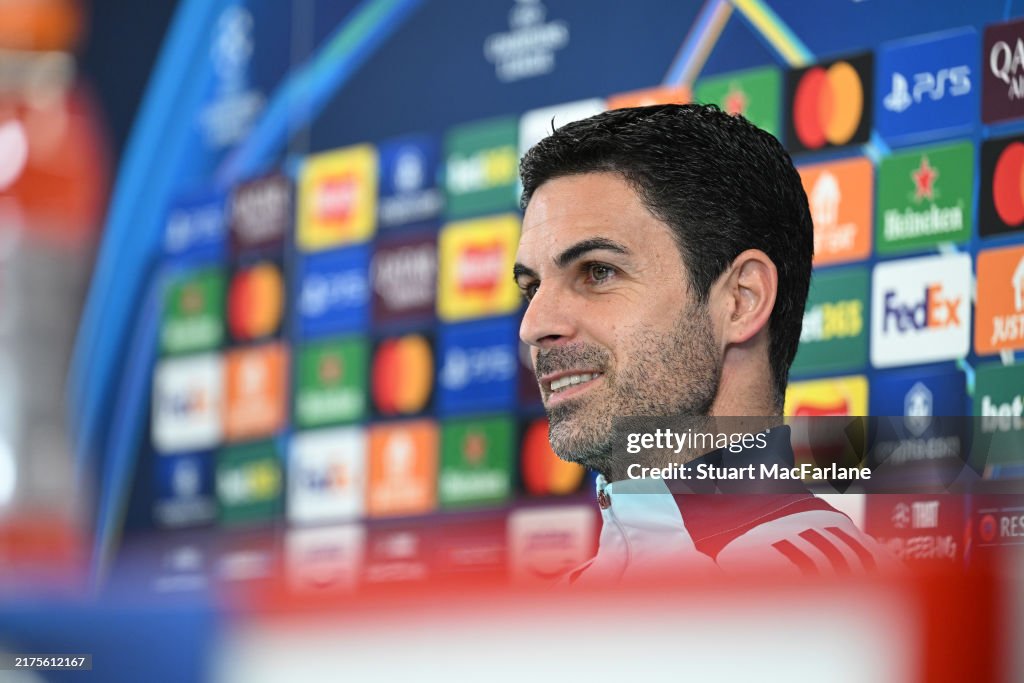Arsenal FC Training Session And Press Conference - UEFA Champions League 2024/25 League Phase MD2