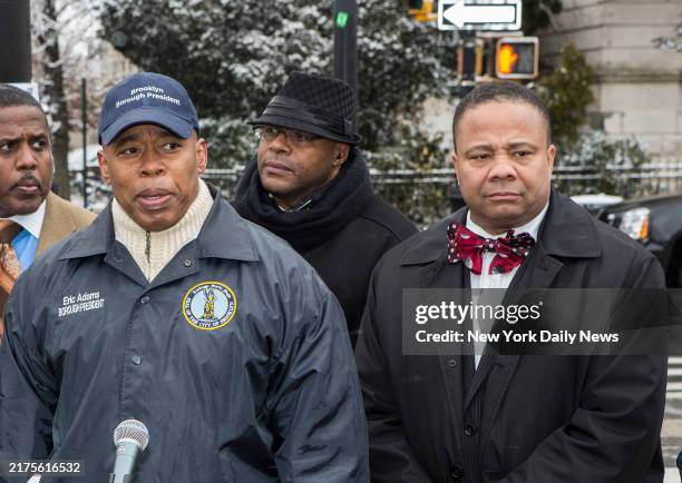 Eric Adams, left, and Jesse Hamilton, right, are pictured in Park Slope, Brooklyn, on March 4, 2016.