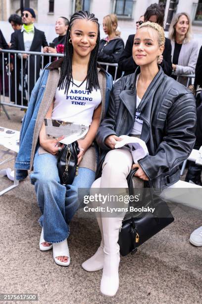 India Amarteifio and Nathalie Emmanuel attend the Stella McCartney Paris Womenswear Spring-Summer 2025 show as part of Paris Fashion Week on...