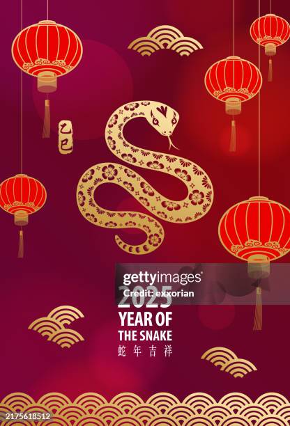 celebrate year of the snake with lanterns - chinese new year lantern vector stock illustrations