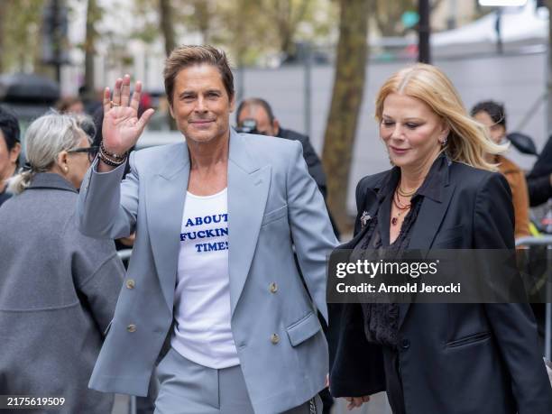 Rob Lowe and Sheryl Berkoff attends the Stella McCartney Paris Womenswear Spring-Summer 2025 show as part of Paris Fashion Week on September 30, 2024...