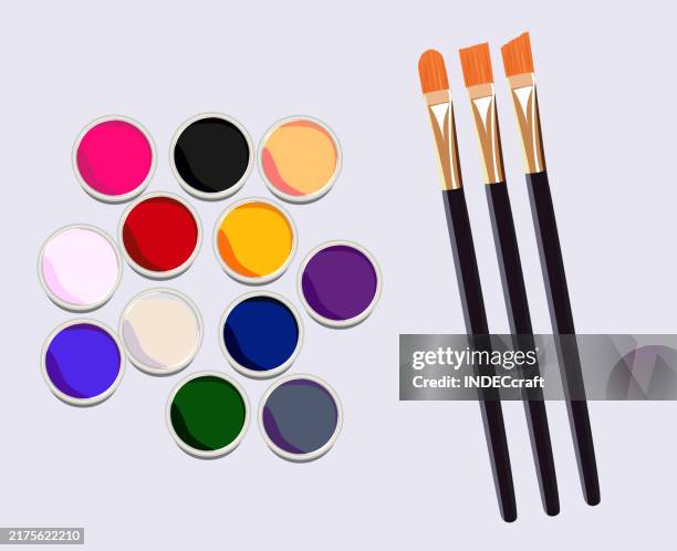 paint color with brush - acrylic painting stock illustrations