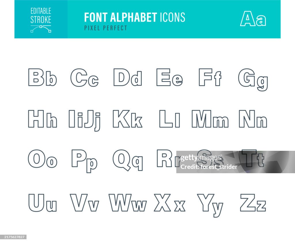 Schriftart Alphabet Symbole Bearbeitbarer Strich