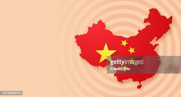 illustrations, cliparts, dessins animés et icônes de carte de la bannière d’arrière-plan de la chine - drapeau chinois