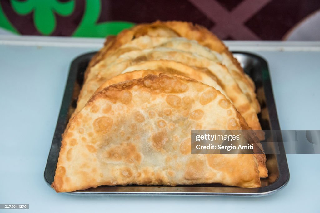 Chebureki (Fried turnover with meat) at Osh Bazaar, Bishkek