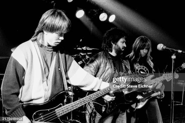 Members of Rock band Cult Brothers onstage at an unspecified venue, New York, New York, December 1, 1990. Pictured are, from left, Andy Hilfiger, on...