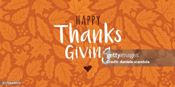 happy thanksgiving karte mit herbstlaub hintergrund. - thanksgiving stock-grafiken, -clipart, -cartoons und -symbole