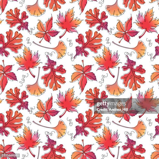Fall Continuous Pattern Background 131 Autumn Leaves Transparent Background High Res Illustrations - Getty ...