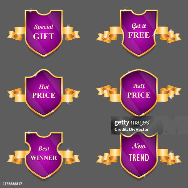 Pink Shield Banner Vector Set High-Res Vector Graphic - Getty Images