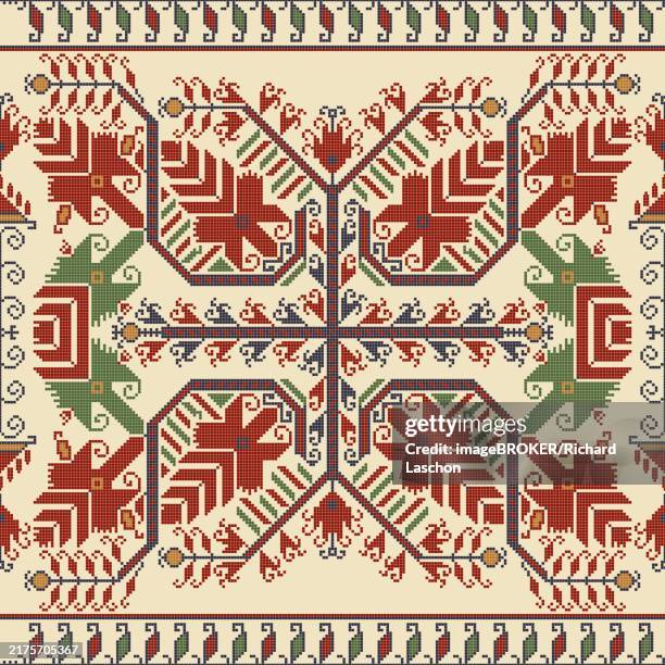traditional bulgarian embroidery vector pattern - artisan stock illustrations