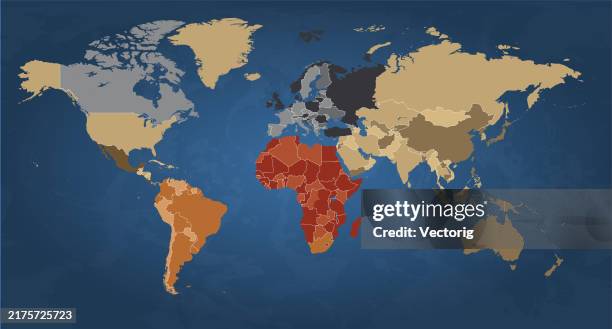 Highly Detailed World Map With - Highly Detailed World Map With Color Coded Continents For Easy Identification 