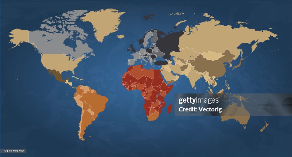 Continent 54 Highly Detailed World Map With Colorcoded Continents For Easy ...
