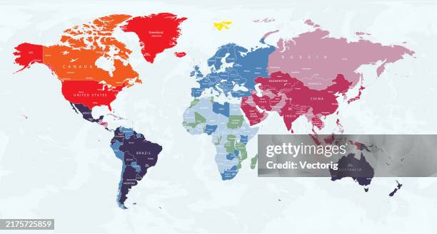 Highly Detailed World Map With Colorcoded Continents For Easy Highly Detailed World Map With Color Coded Continents For Easy 