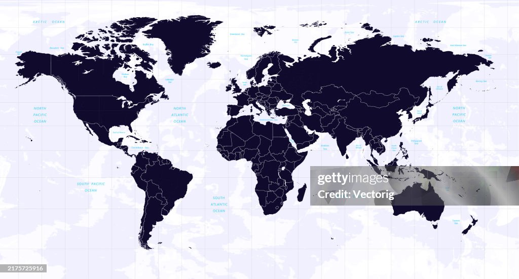 Highly Detailed World Map With Colorcoded Continents For Easy ...