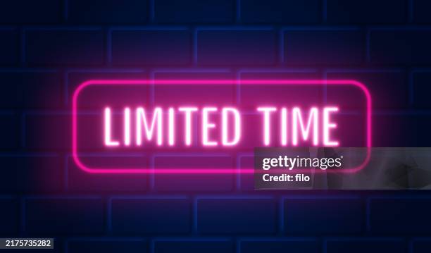 ilustraciones, imágenes clip art, dibujos animados e iconos de stock de venta por tiempo limitado letrero de luz de neón - contrarreloj refranes