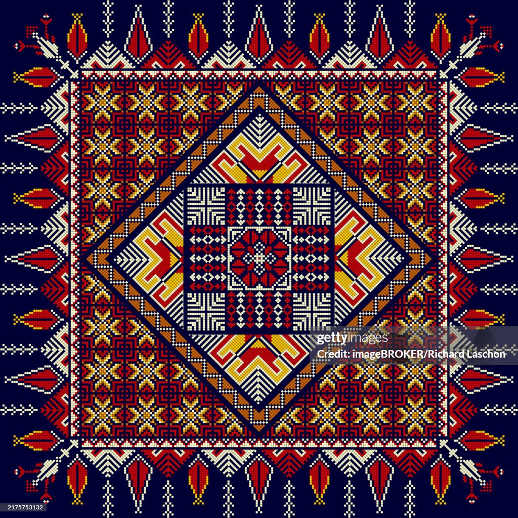 Palestaine Pattern Traditional Palestinian Embroidery Pattern In Colors Editable Vector ...