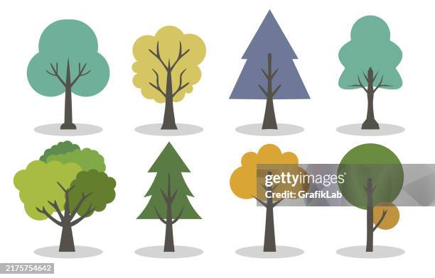 illustrazioni stock, clip art, cartoni animati e icone di tendenza di illustrazione minimalista delle variazioni dell'albero - albero