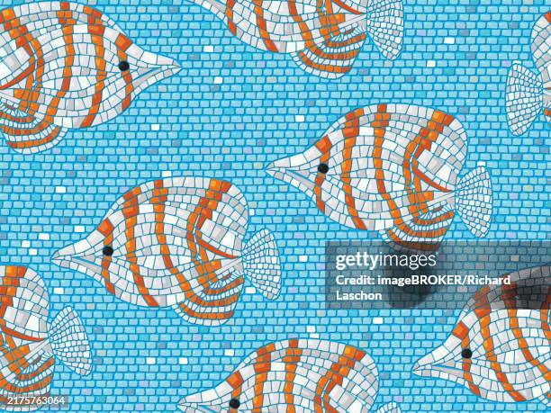 seamless background vector mosaic with clown fish - cladding stock illustrations
