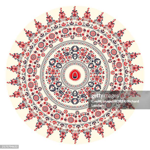 traditional hungarian round decorative element, vector - cladding stock illustrations