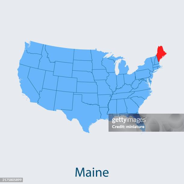 Blue&me Map 301 Political Map Of Maine Stock Photos, High-Res Pictures, and Images ...