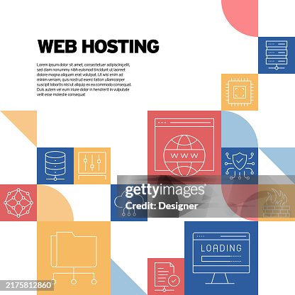 Web Hosting Related Vector Illustration. Database, Internet, Technology, Computer, Network, Server Web Hosting Related Vector Illustration. Database, Internet, Technology, Computer, Network, Server