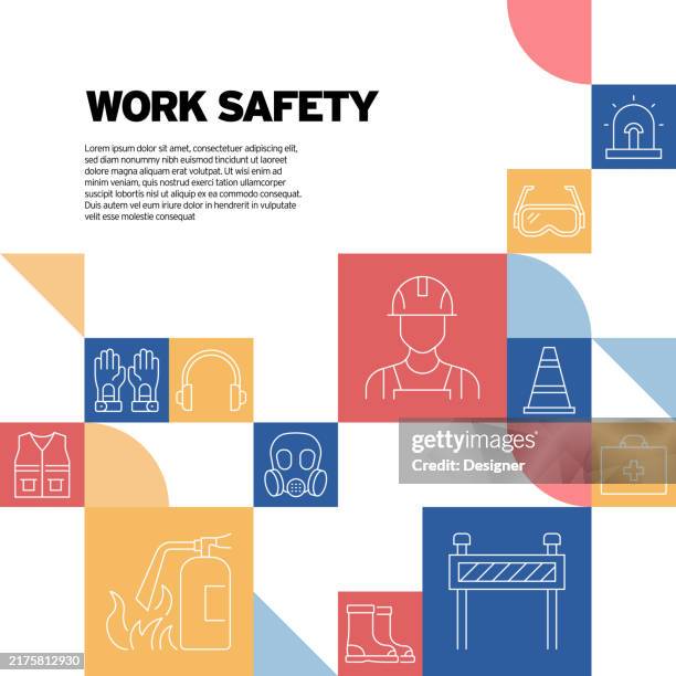 Work Safety Related Vector Illustration Occupational Safety Health ...