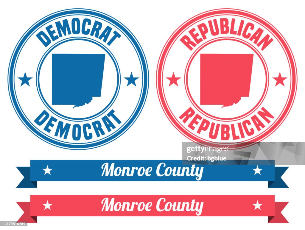 Monroe County, Mississippi. Map on rubber stamp with banner