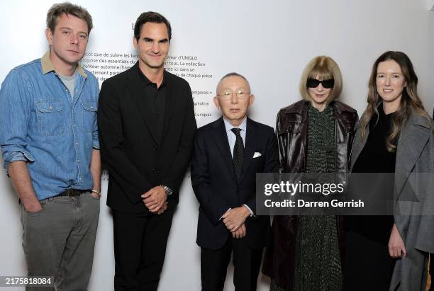Creative Director Jonathan Anderson, Roger Federer, Founder and president of UNIQLO Tadashi Yana, Anna Wintour and Clare Waight Keller and Roger...