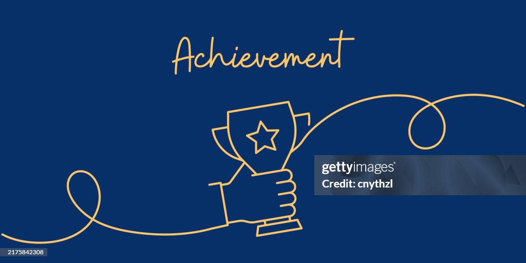Continuous Line Drawing of Achievement Concept. Hand Drawn Symbol Vector Illustration.