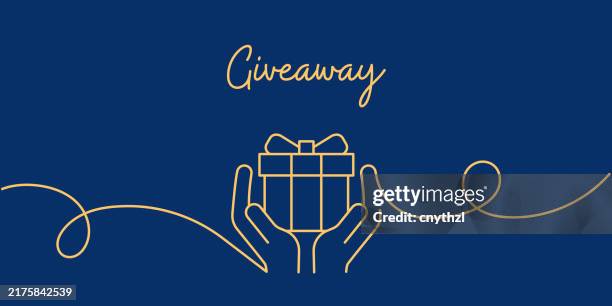 illustrazioni stock, clip art, cartoni animati e icone di tendenza di disegno a linea continua del concetto di giveaway. illustrazione vettoriale del simbolo disegnato a mano. - confezione regalo