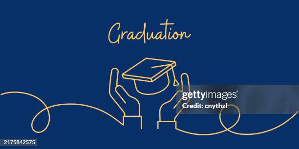 Continuous Line Drawing Of Graduation Concept Hand Drawn Symbol Vector ...