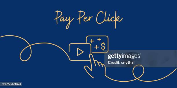 continuous line drawing of pay per click concept. hand drawn symbol vector illustration. - ppc stock illustrations