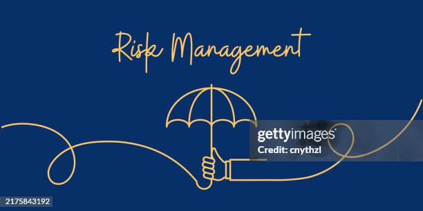 kontinuierliche strichzeichnung des risikomanagementkonzepts. handgezeichnete symbol-vektor-illustration. - risikomanagement stock-grafiken, -clipart, -cartoons und -symbole